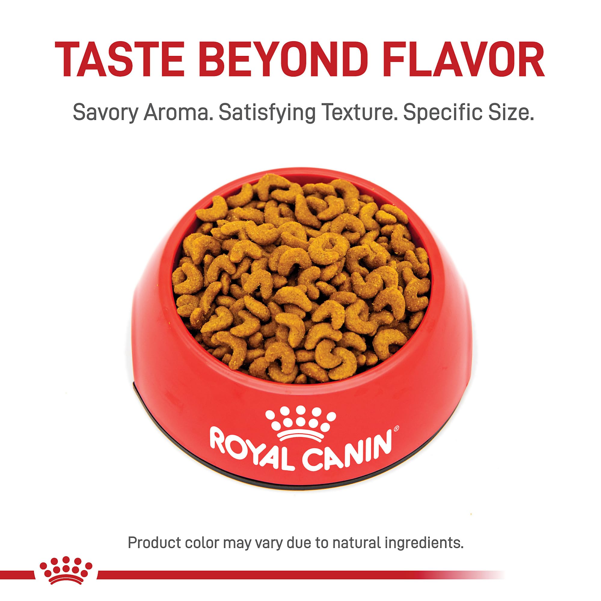 Royal Canin – croquettes en forme croissant favorisant la mastication et l'hygiène dentaire.