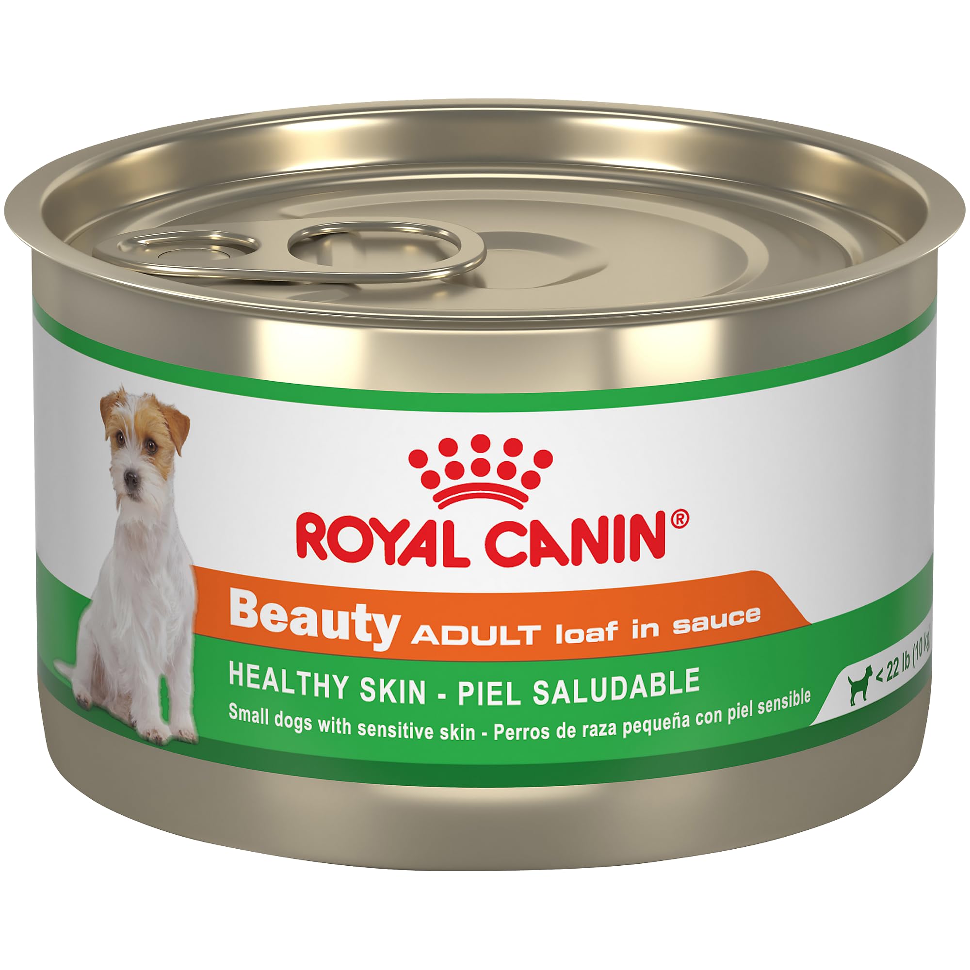 Boîte Royal Canin Beauté Loaf en Sauce pour chiens adultes, pratique et nutritive.
