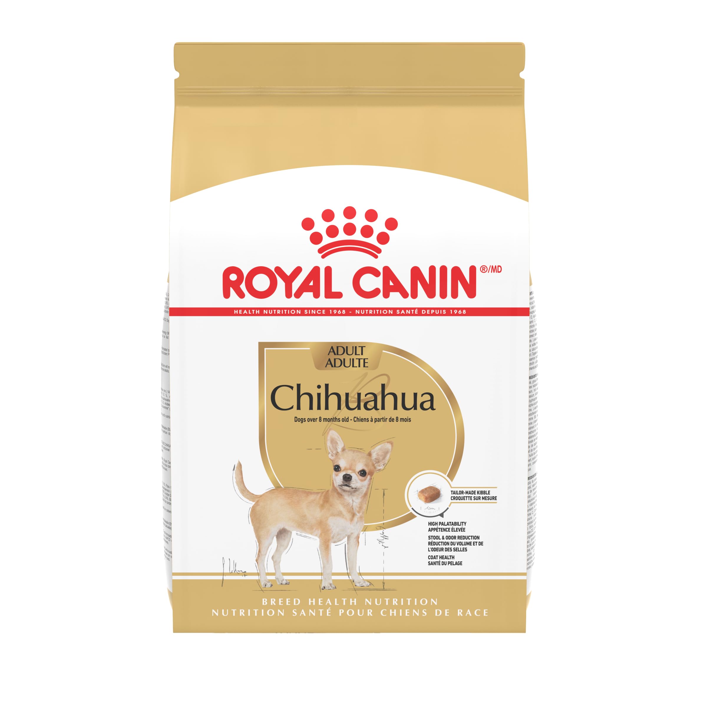 ROYAL CANIN Chihuahua Adulte : croquettes petites faciles à prendre et digestibles.