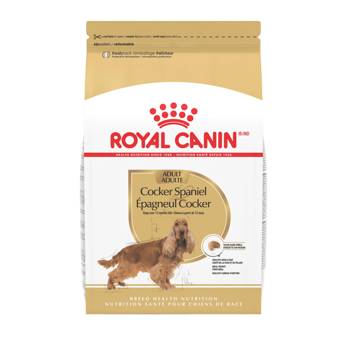 ROYAL CANIN Cocker Spaniel Adulte croquettes forme speciale, facilite la mastication.