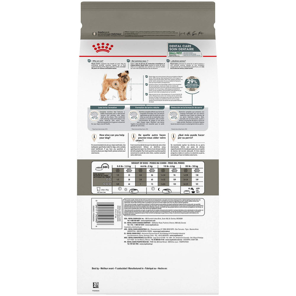 Kibble exclusif Royal Canin Dental Care, texture adaptée pour la mastication.