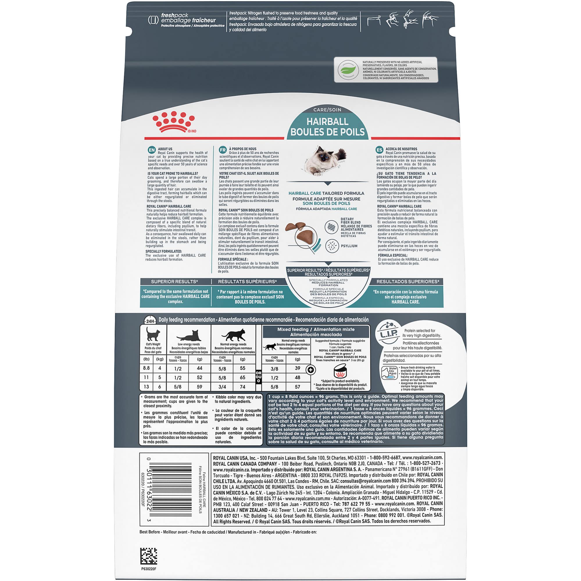 Royal Canin Félin Fibres Spécifiques – fibres ciblées favorisant le passage des poils.