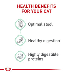 Royal Canin Digestive Care: fibres diététiques favorisant des selles plus stables.
