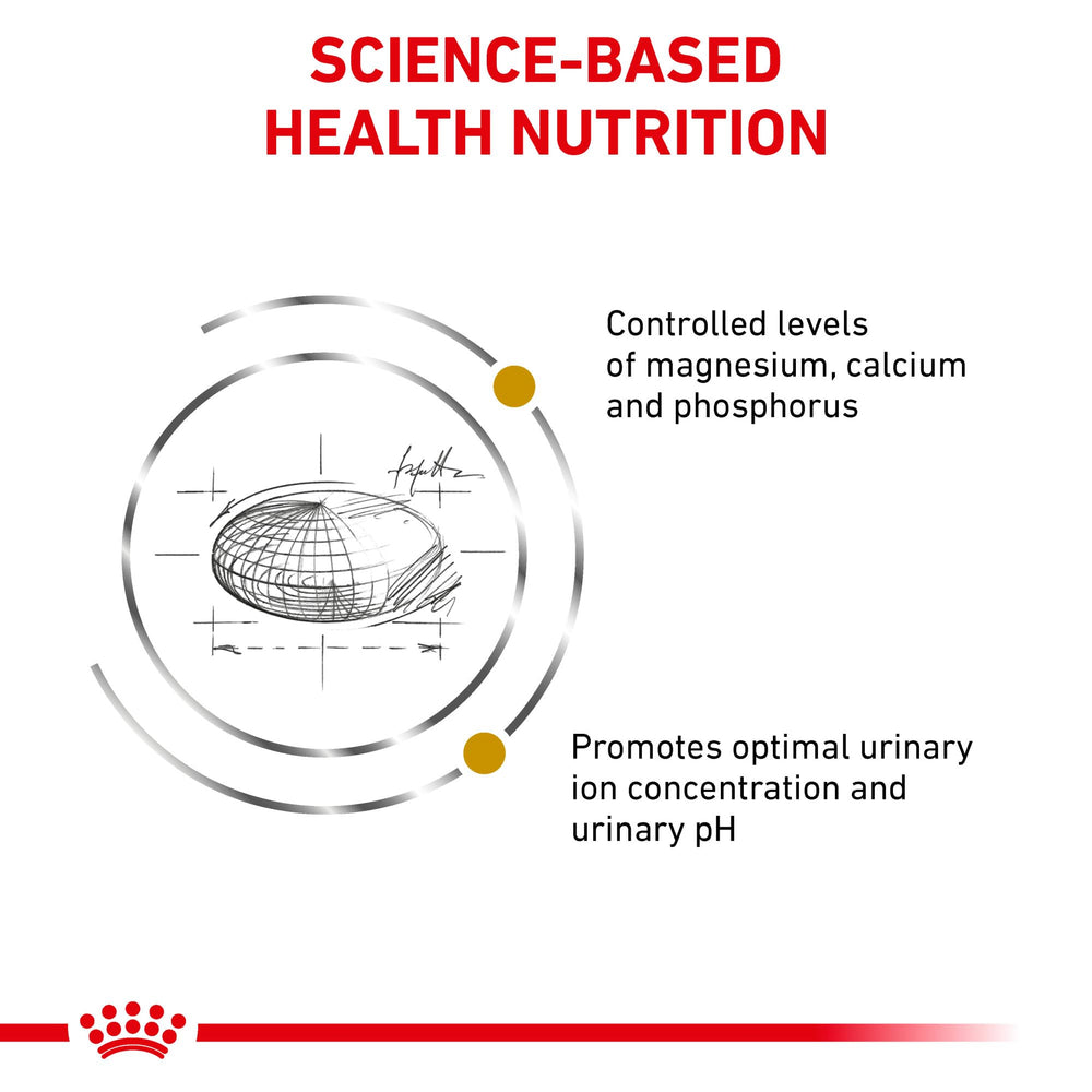 Ingrédients clés comme poulet et riz sur l'emballage Royal Canin Urinary So Dry.
