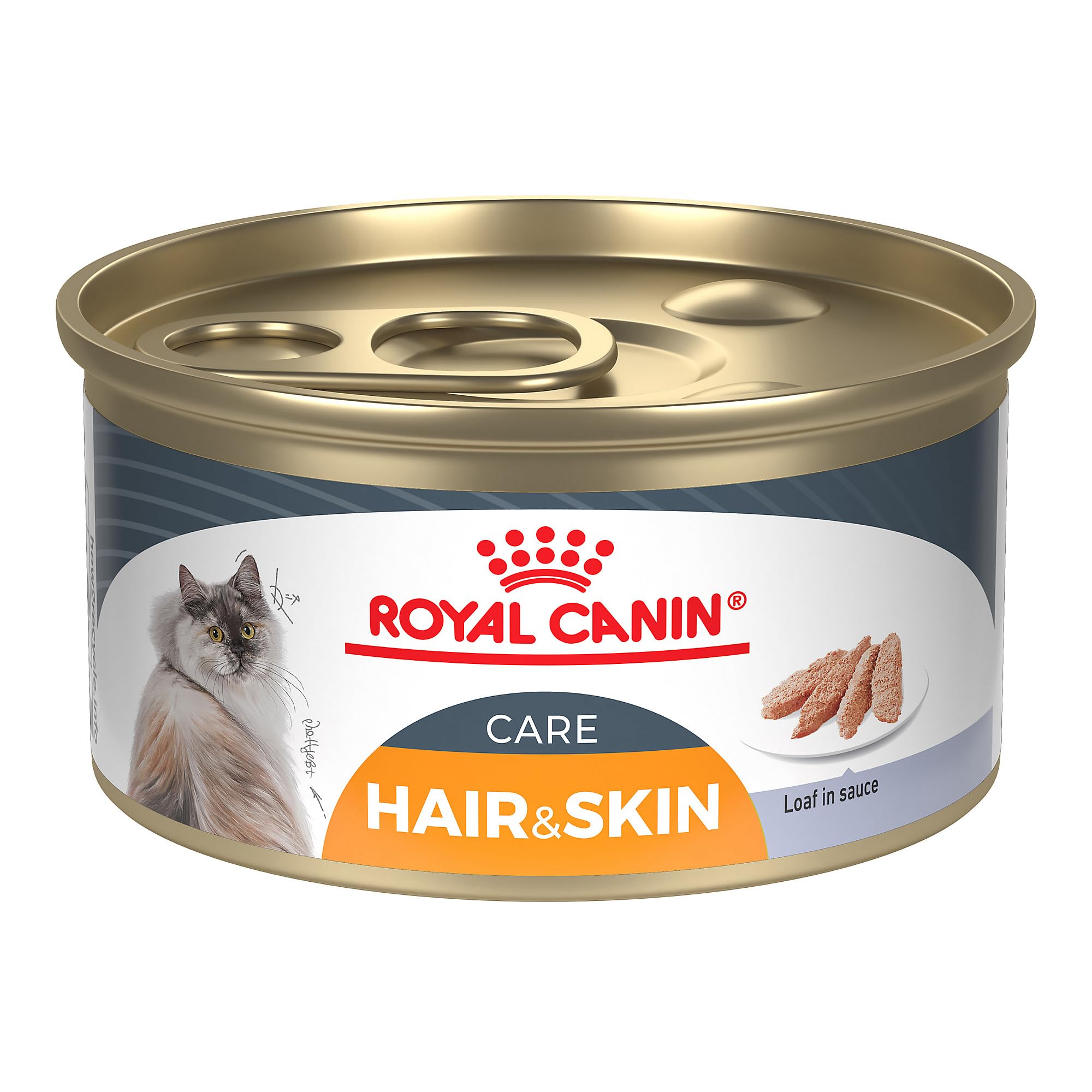 Emballage pratique de Royal Canin Hair & Skin Care Loaf en Sauce pour chat adulte.