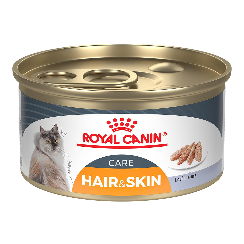 Emballage pratique de Royal Canin Hair & Skin Care Loaf en Sauce pour chat adulte.