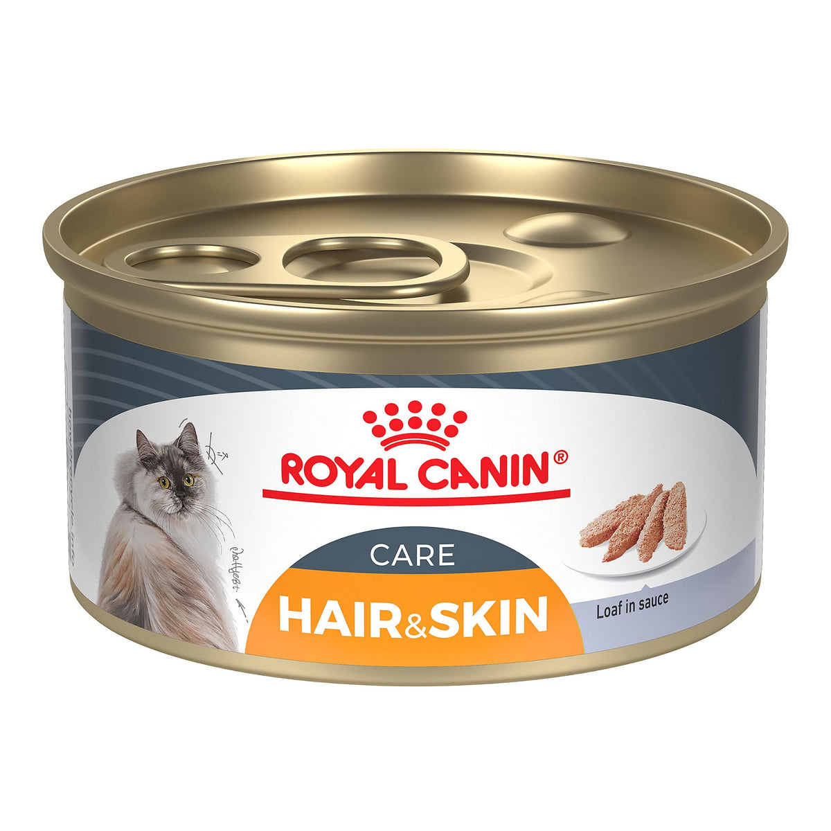 Emballage pratique de Royal Canin Hair & Skin Care Loaf en Sauce pour chat adulte.