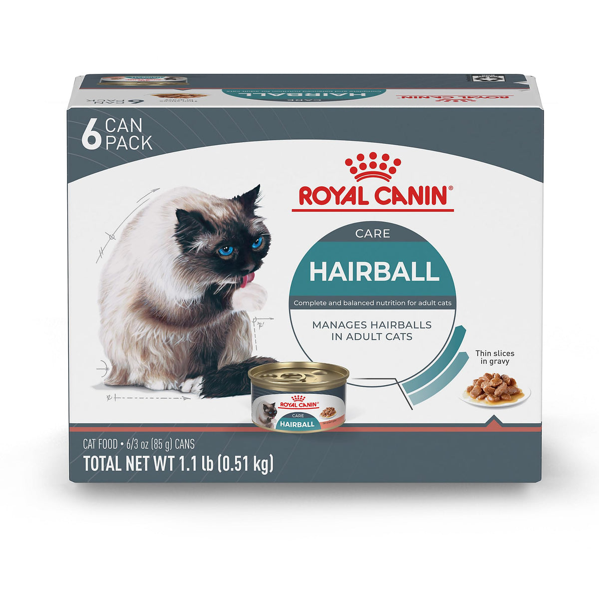Royal Canin Hairball Care image prise-en-pack, solution pratique pour chats adultes sensibles aux boules de poils.
