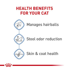 Royal Canin Indoor Long Hair: protéines hautement digestibles pour des selles optimales.