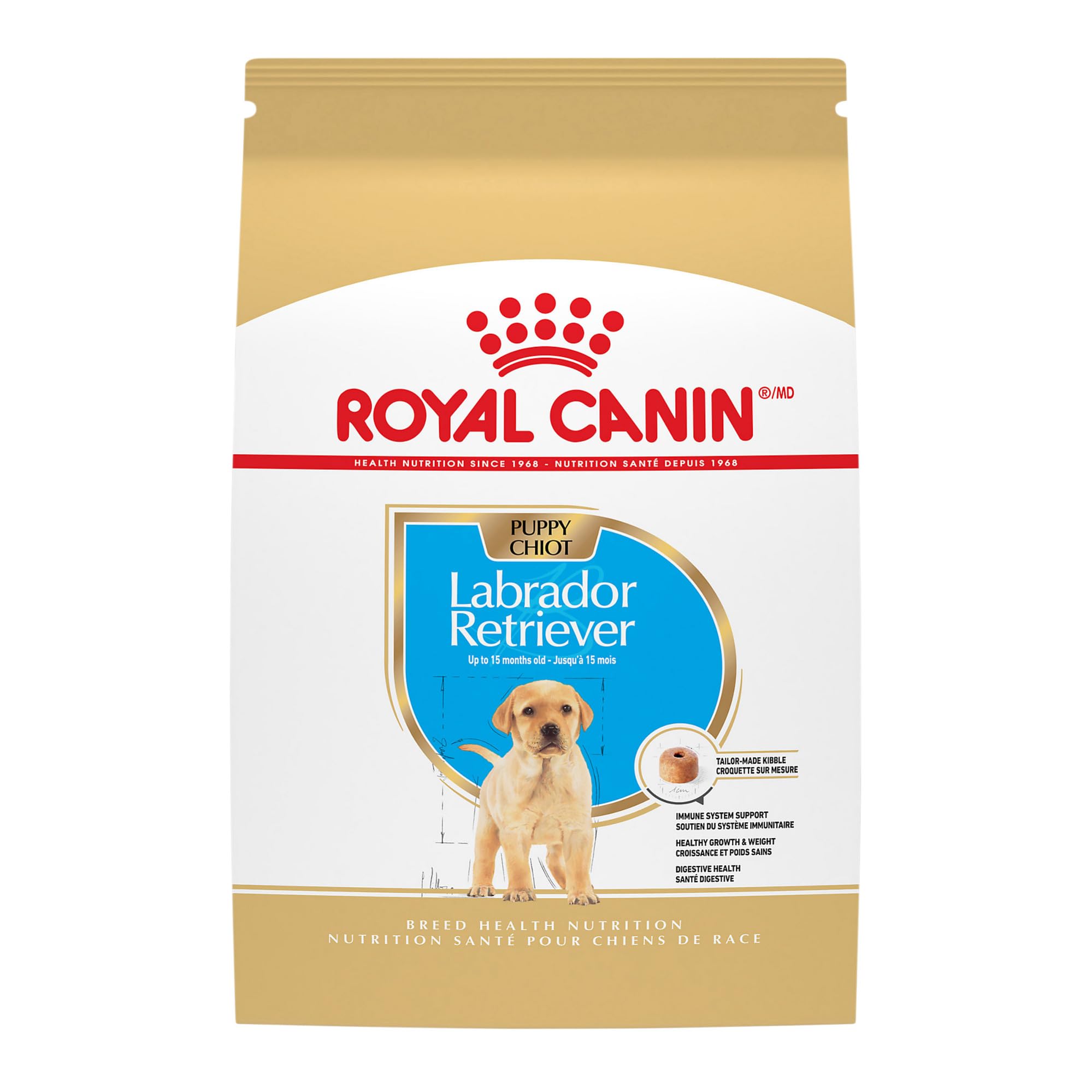 ROYAL CANIN Labrador chiot croquettes en forme beignet favorisant la mastication.