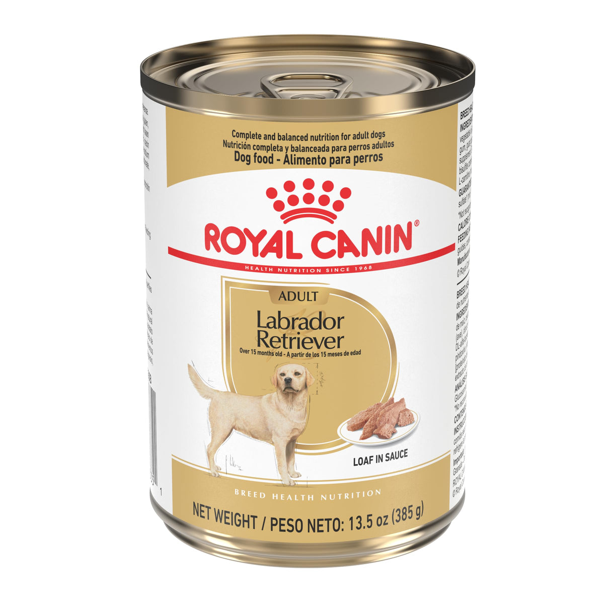 Royal Canin Labrador Retriever pate en sauce, texture appétente pour chien adulte actif.