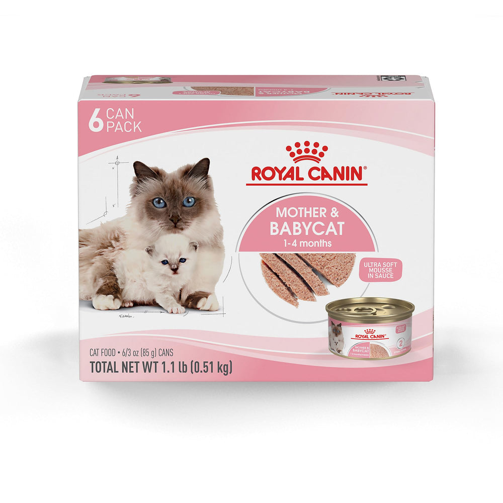 Mère et bébé chaton Royal Canin, mousse en sauce douce facilitant l’alimentation des chatons.
