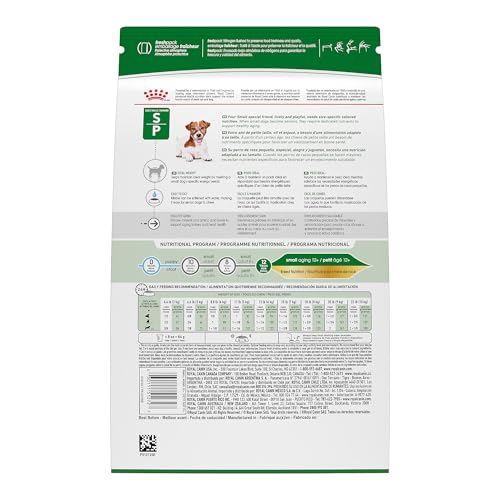 Croquettes rondes Royal Canin 12+ pour petits chiens, croquant agréable pour mâcher.