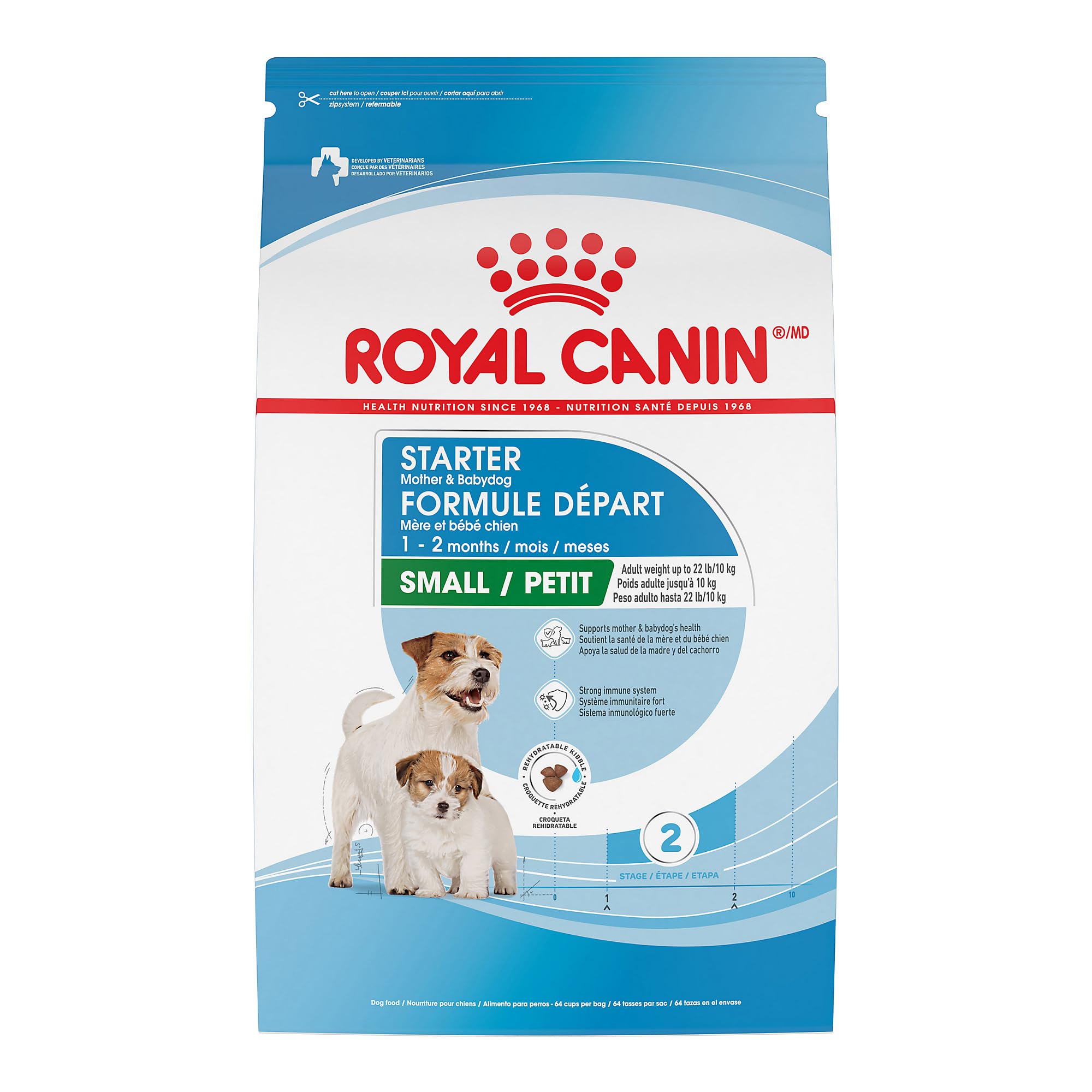 Paquet Royal Canin Small Starter pour maman et chiots, croquettes adaptées.