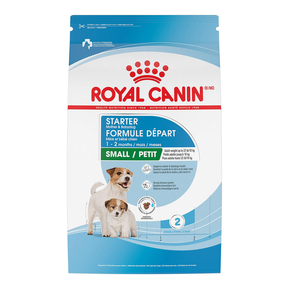 Paquet Royal Canin Small Starter pour maman et chiots, croquettes adaptées.