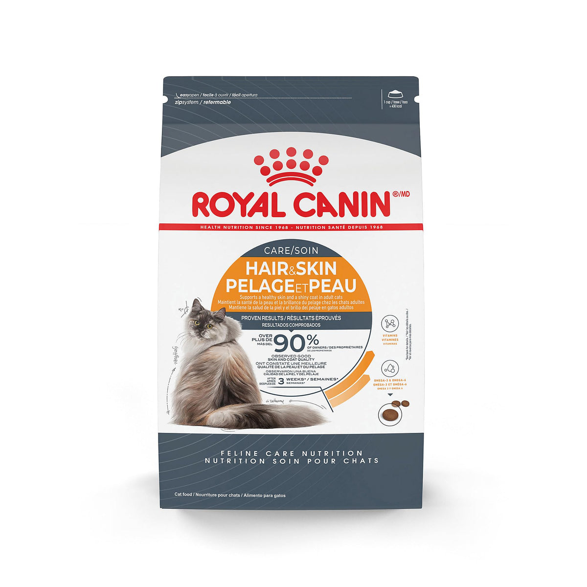 ROYAL CANIN Hair & Skin Care emballage pratique pour 6 lb de croquettes.