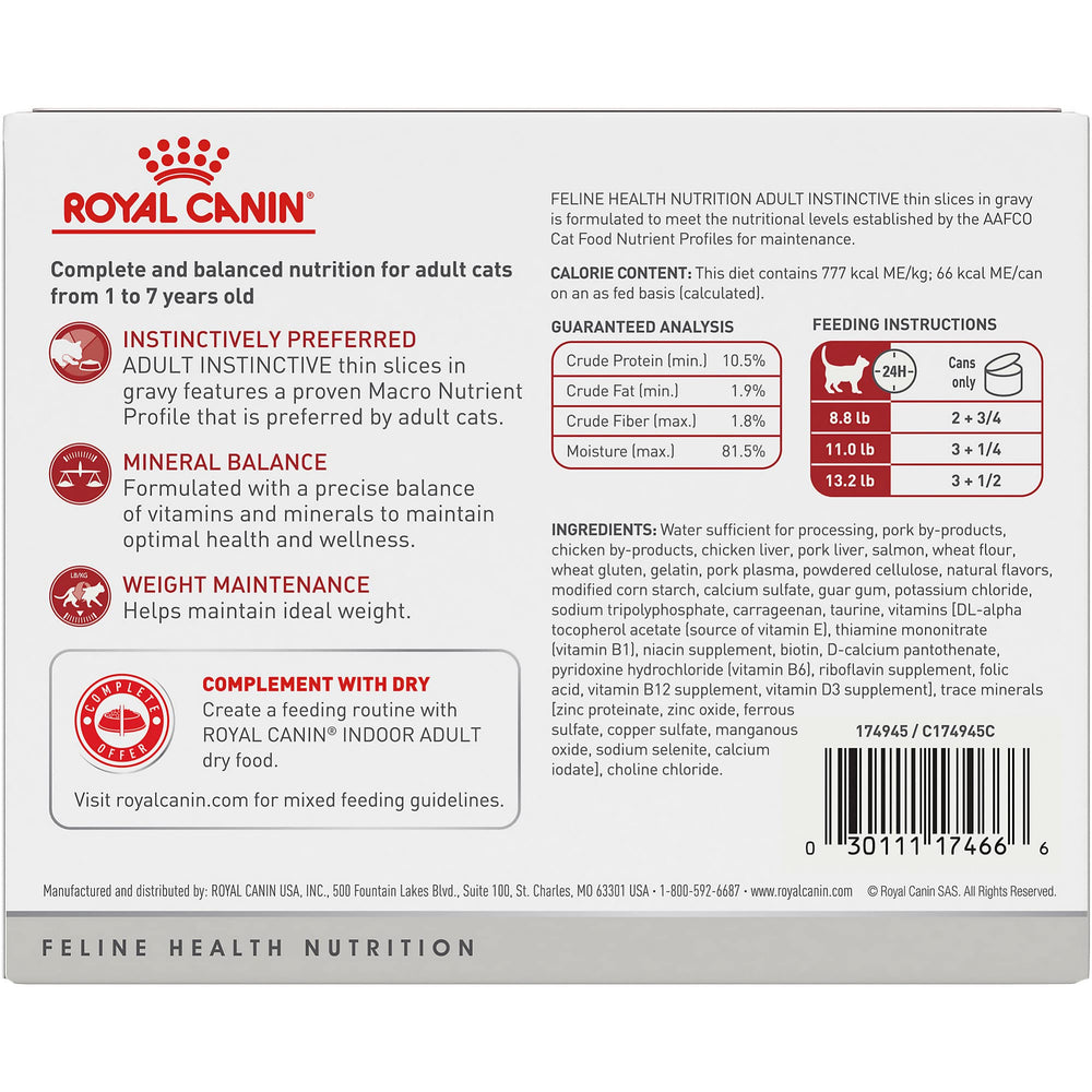 Tranches fines en sauce Royal Canin, texture appétente stimulant l'appétit.