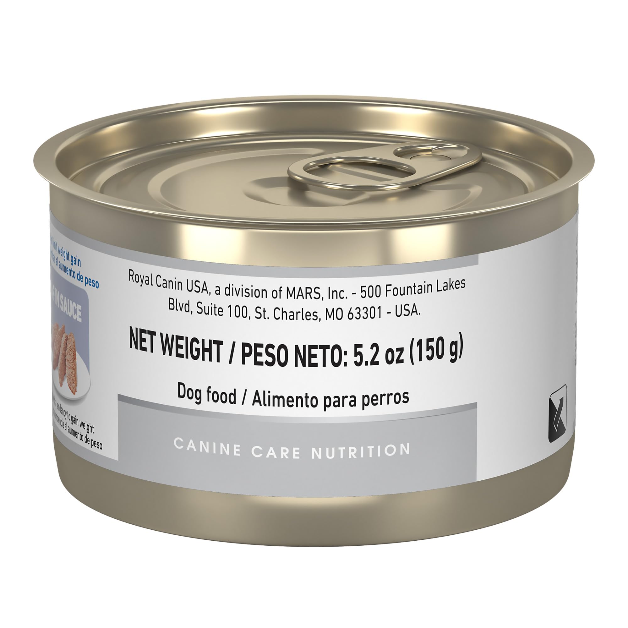 Étiquette Weight Care de Royal Canin montrant les informations nutritionnelles.