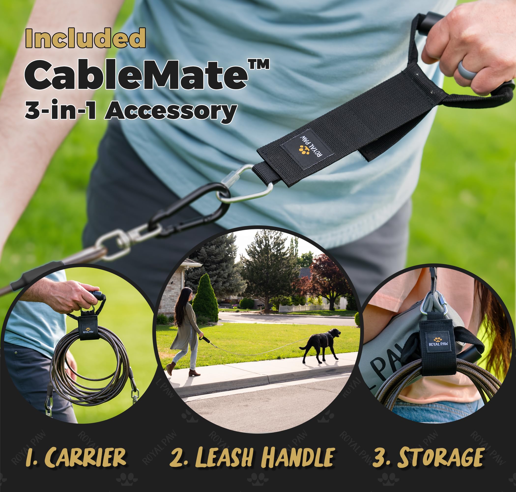 Royal Paw accessoires inclus: CableMate et outils pour une installation pratique.