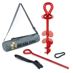 ROYAL PAW attache-chien tie-out sur sol sec, sécurité renforcée pour grands chiens.