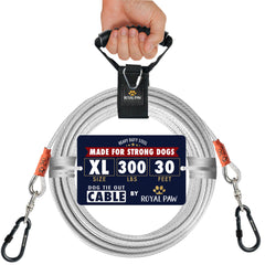 Câble d'attache Royal Paw 30 pieds pour chien puissant, prêt pour l'extérieur.