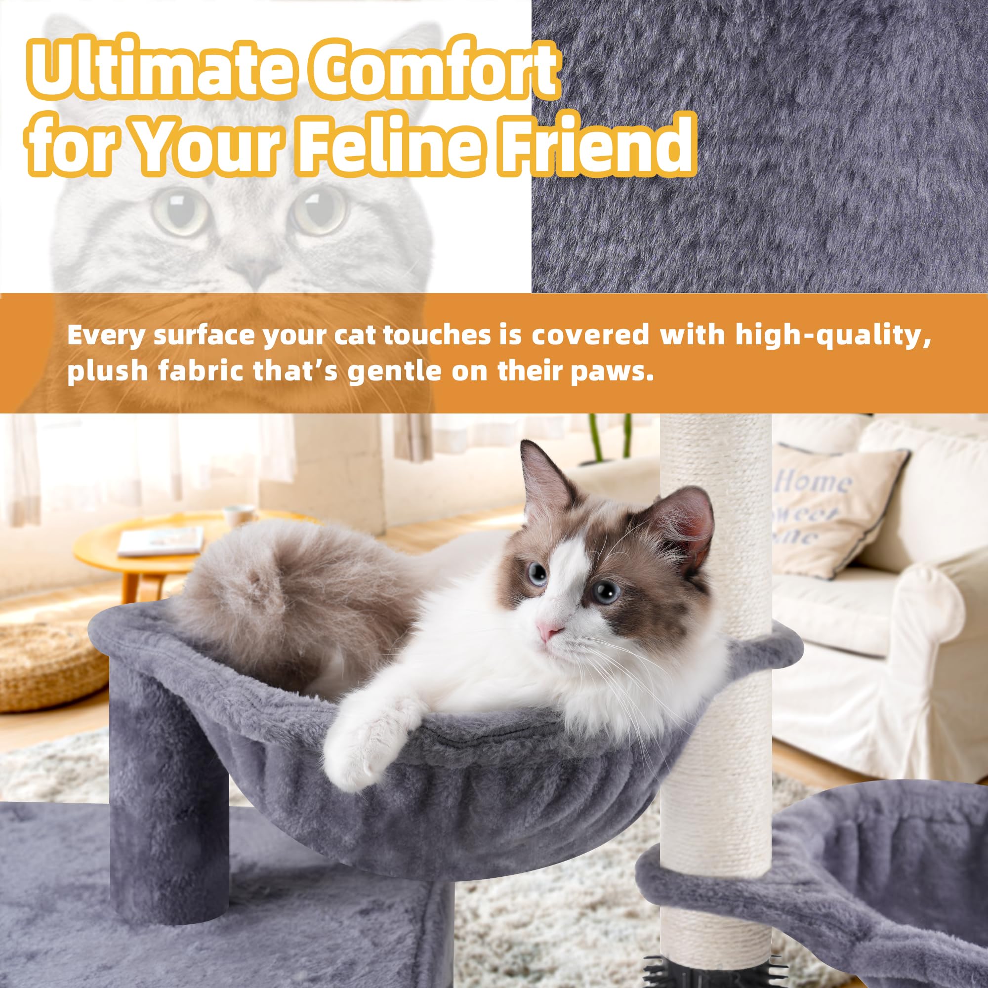 Roypet Arbre à chat: base solide en panneau aggloméré pour une installation fiable.
