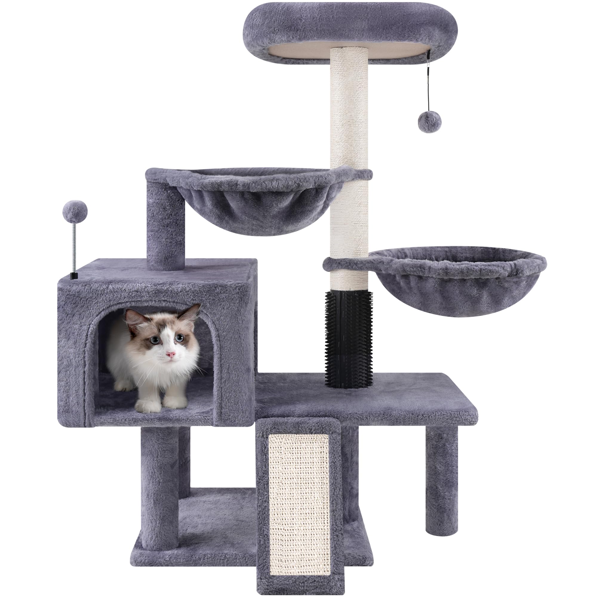 Roypet Arbre à chat: condo intérieur gris, refuge douillet pour sieste et observation.