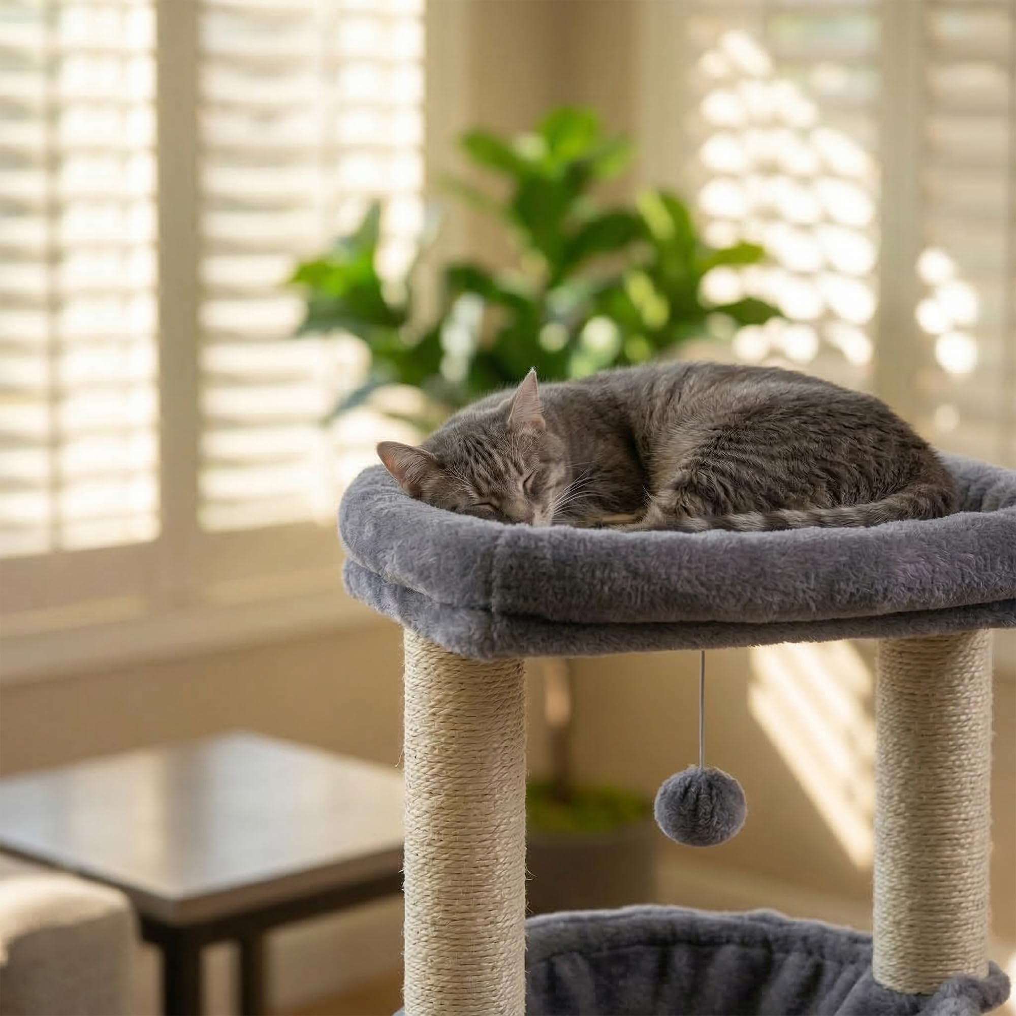 Roypet arbre-chat-design-43-3-dimension-compacte: maximise l'espace sans encombrer le sol.