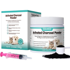 ROZJOVU Charbon Actif: poudre pratique pour soins animaux.