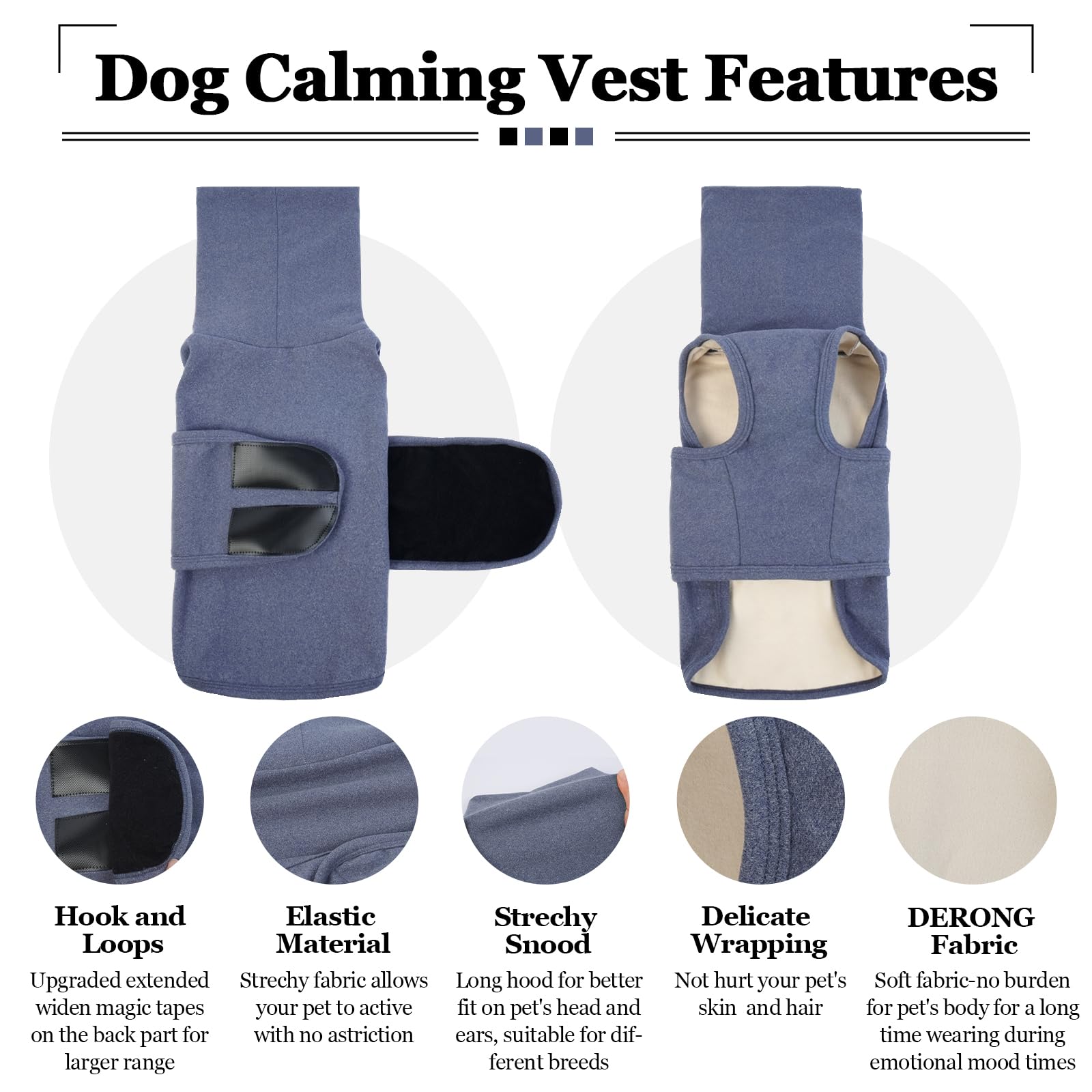 ROZKITCH fermetures velcro dos bleu 2XL – ajustement rapide sur tout pelage