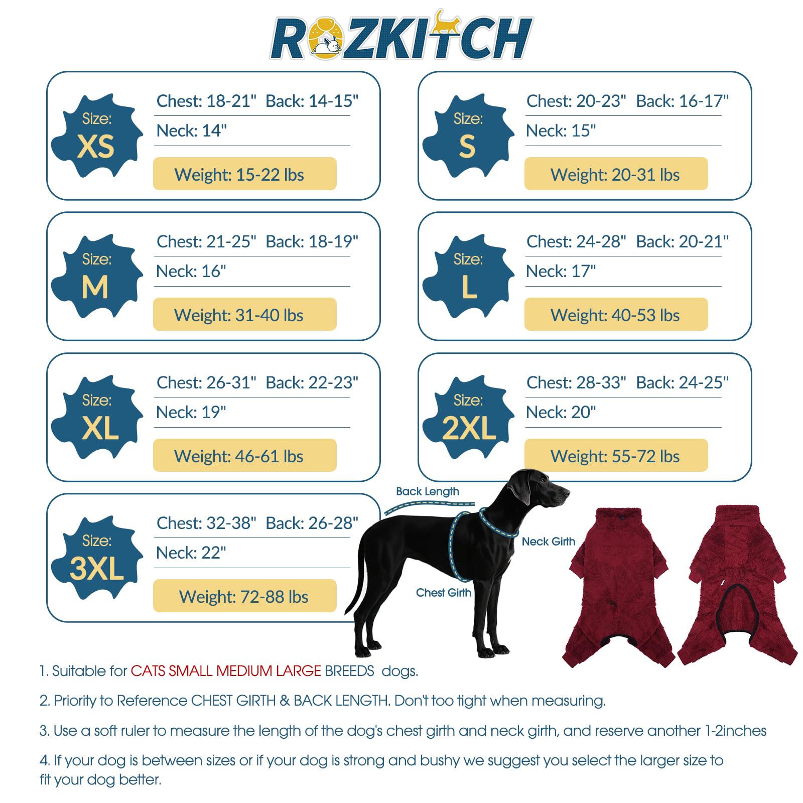 ROZKITCH combinaison hivernale quatre-pattes: protection lors des sorties froides