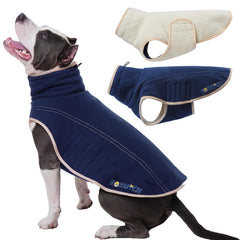 ROZKITCH gilet chien réversible, dos bleu foncé, parfait pour promenades hivernales et chaleur modulable