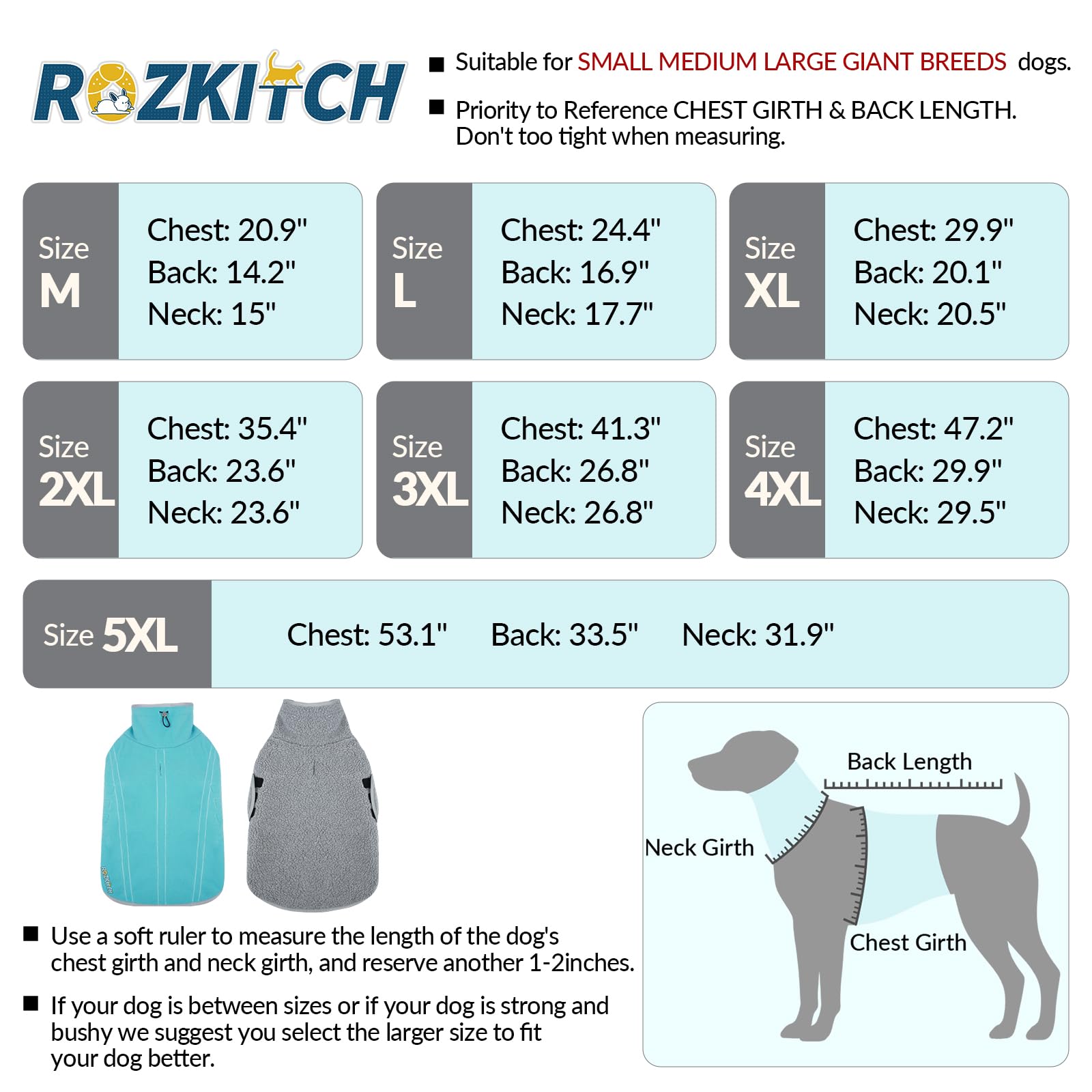 ROZKITCH veste hivernale grand-danois bleu-vert, protection contre le vent pendant les sorties