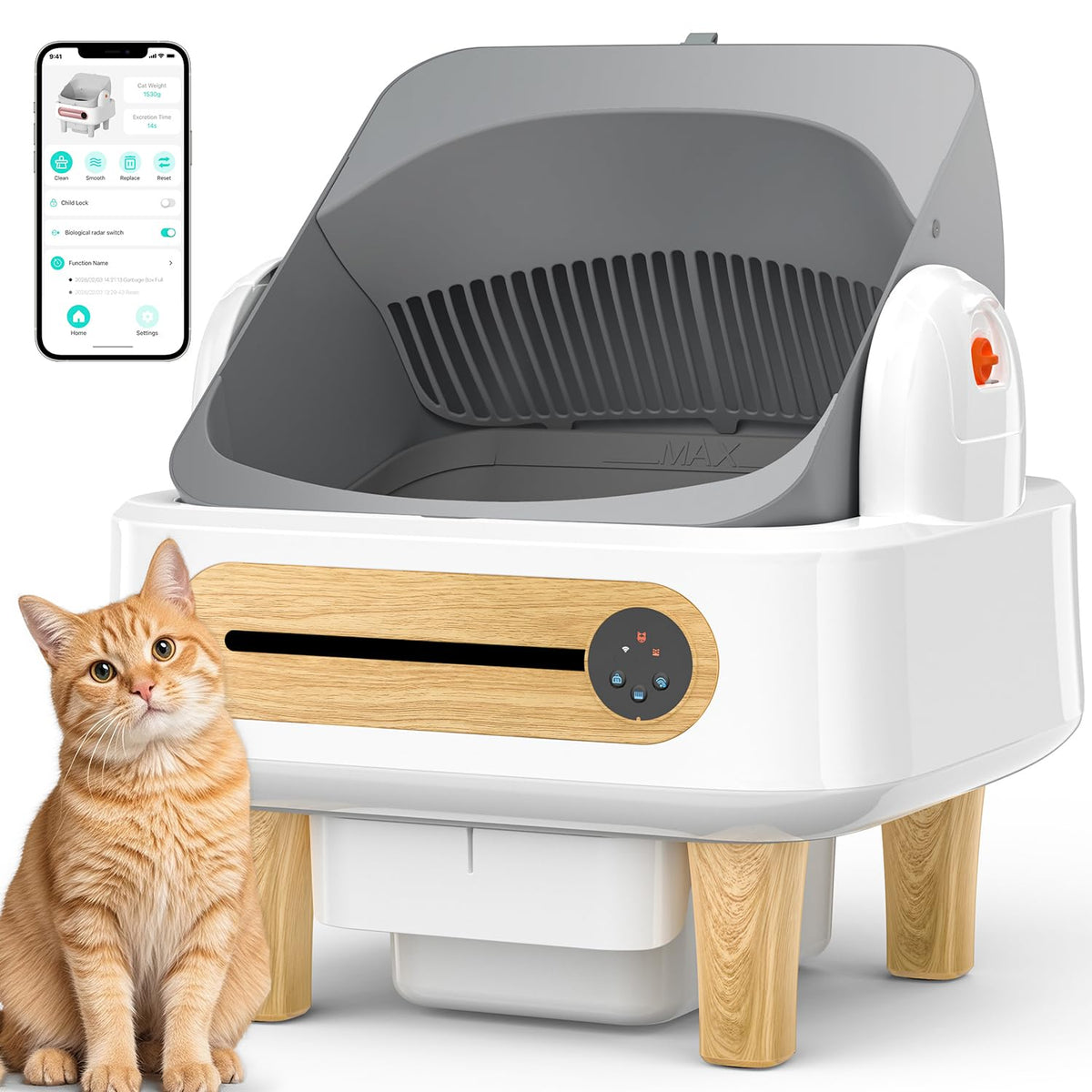 RPZ Litière robot ouverte: espace spacieux pour tous les chats.