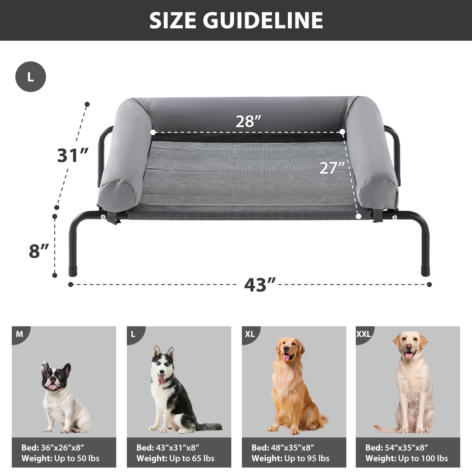 Lit chien sur elevé RRPETHOME – maille respirante pour une fraîcheur continue.