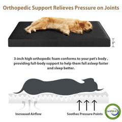 Lit orthopédique en mousse épaisseur 7,6 cm offrant un soutien confortable.