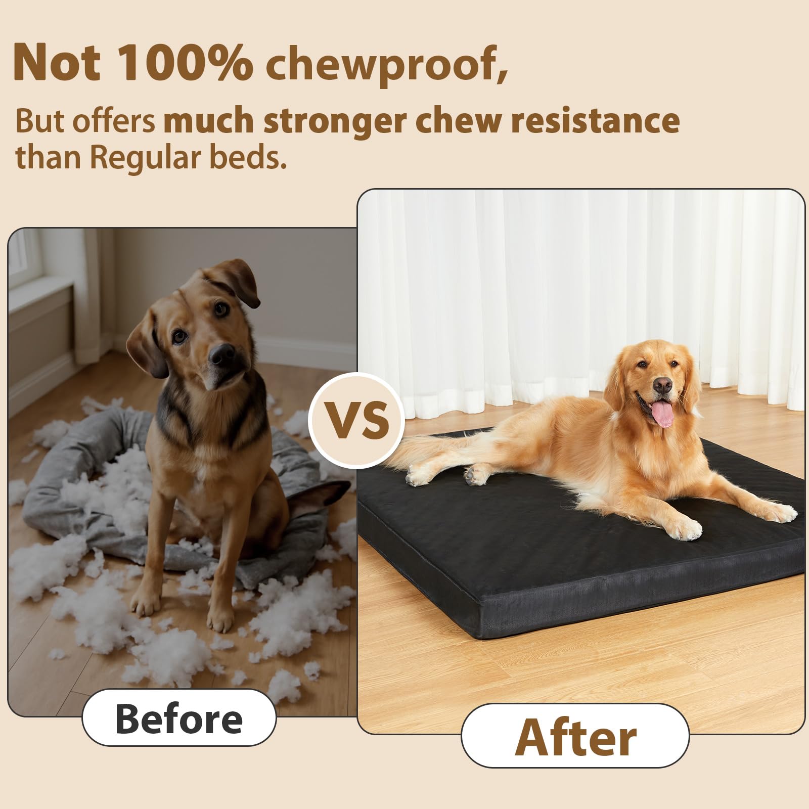 Tapis imperméable et durable protégeant la mousse du lit pour chien.