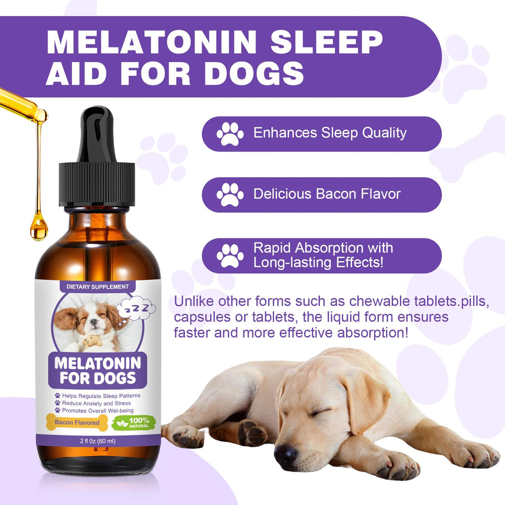 RUAKPL Mélatonine pour chiens - anxiété et séparation, saveur bacon pour ingestion facilitée.