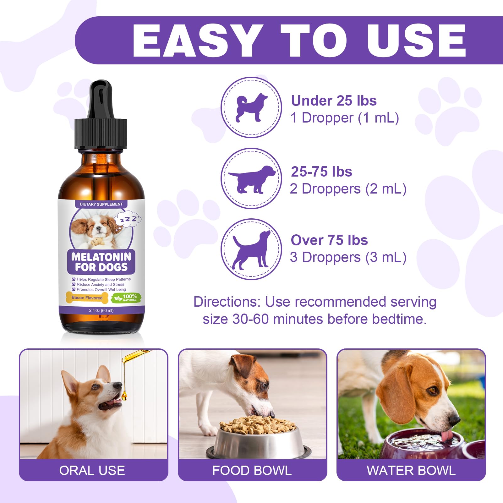 RUAKPL Mélatonine pour chiens - administration facile liquide, sommeil nocturne potentiellement plus paisible.
