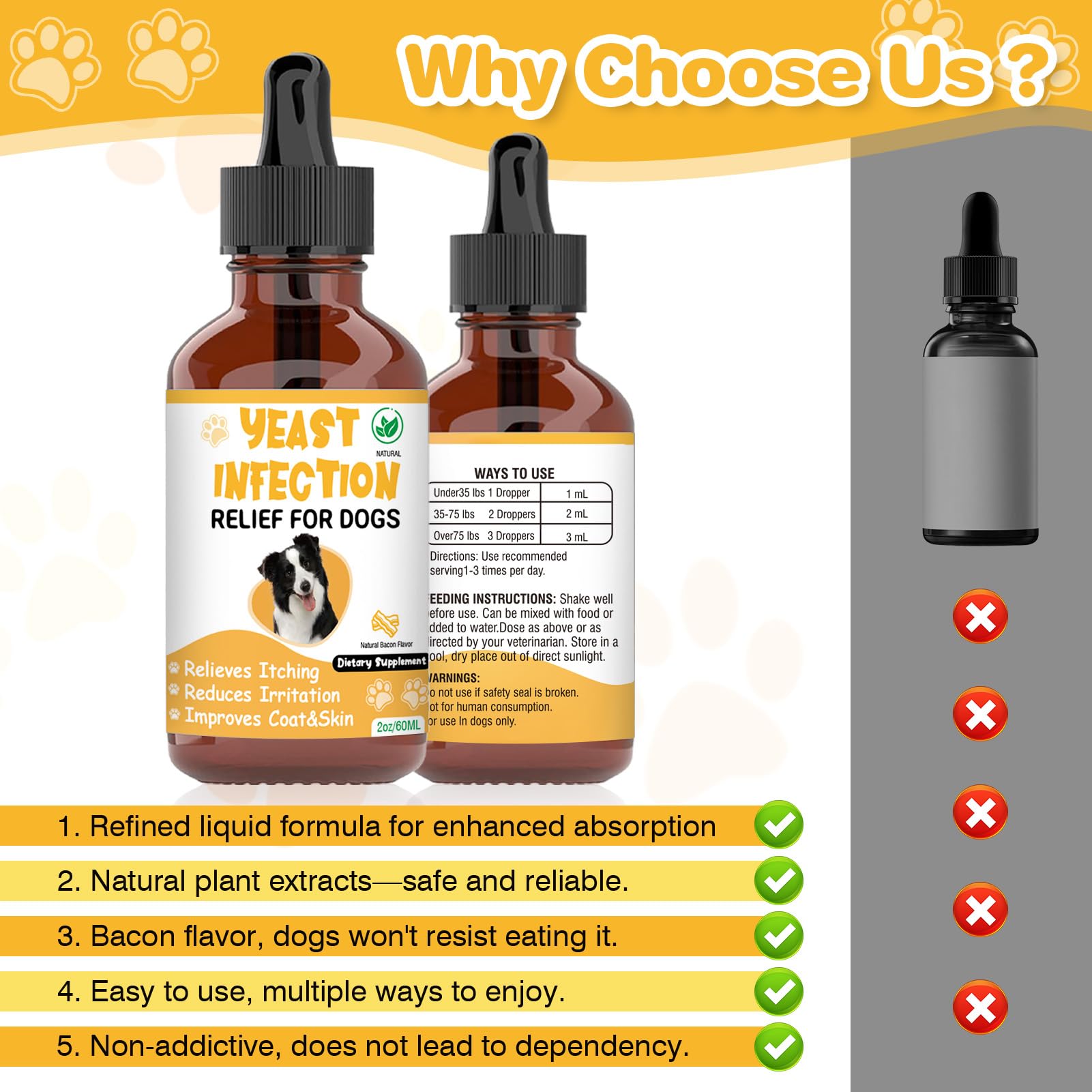 RUAKPL Traitement levure chien – Saveur bacon pour favoriser l’acceptation.