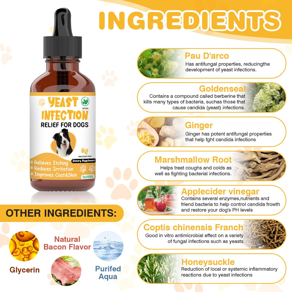 RUAKPL Traitement levure chien – Formule naturelle apaisant potentiellement la peau irritée.