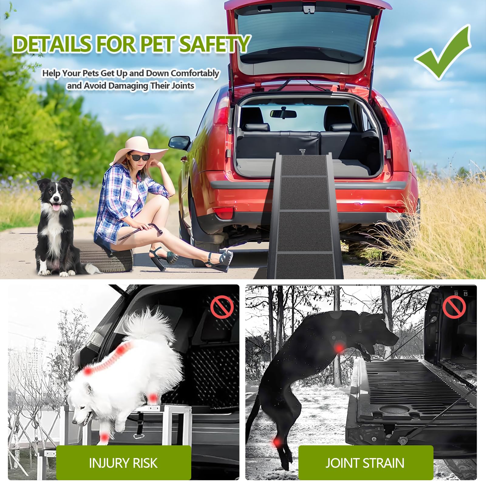 RUBLELITIE rampe chien vehicules-multi convient pour voitures, VUS et camionnettes.