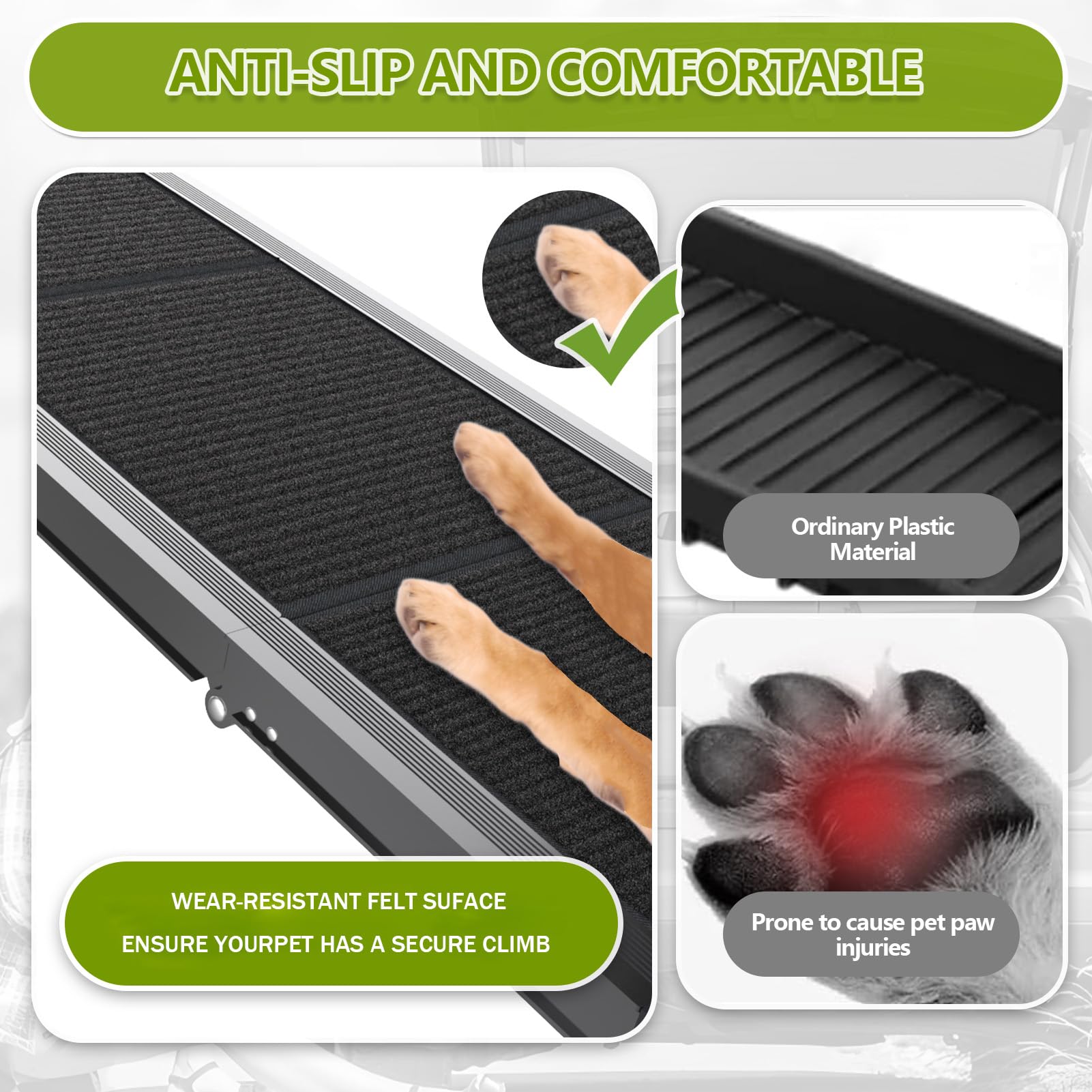 RUBLELITIE surface antiderapante tout temps offre une traction fiable lors des sorties.