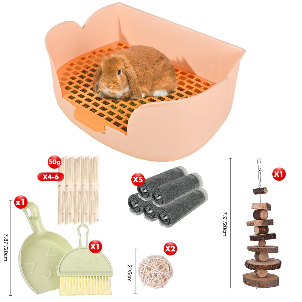 RubyHome Grand Bac à Litière pour Lapin Orange — accès facile et nettoyage rapide.