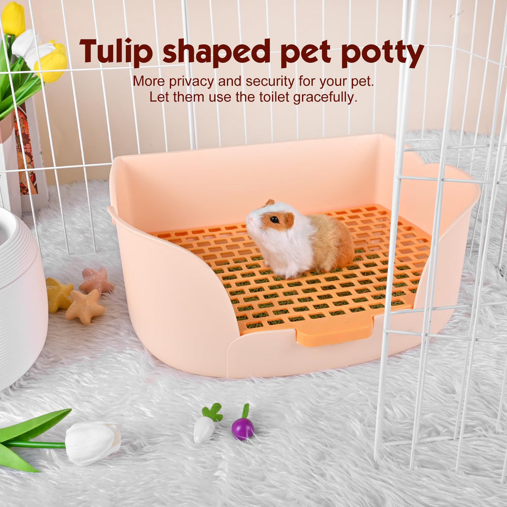 RubyHome Grand Bac à Litière pour Lapin Orange — fermeture sécurisée et fixation stable.