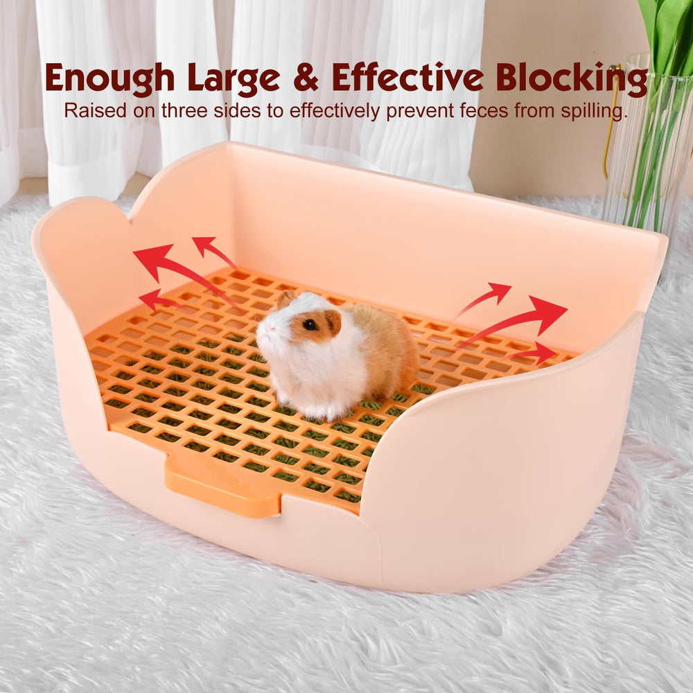 RubyHome Grand Bac à Litière pour Lapin Orange — grille efficace pour drainage et confort des pattes.