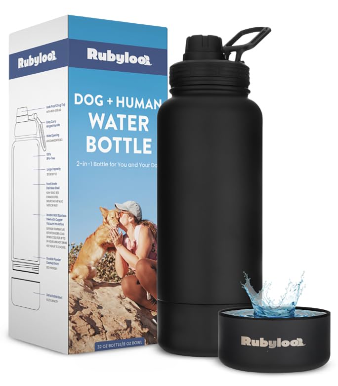 Rubyloo bouteille eau chien double paroi, hydratation durable lors des balades