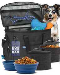 Sac Rubyloo Doggy Bag ouvert montrant l organisation pratique pour trajets.