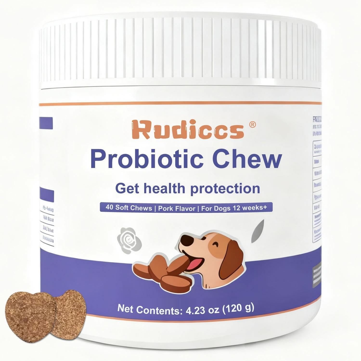 Rudiccs Probiotiques chien – bouteille 40ct : format pratique pour le quotidien.