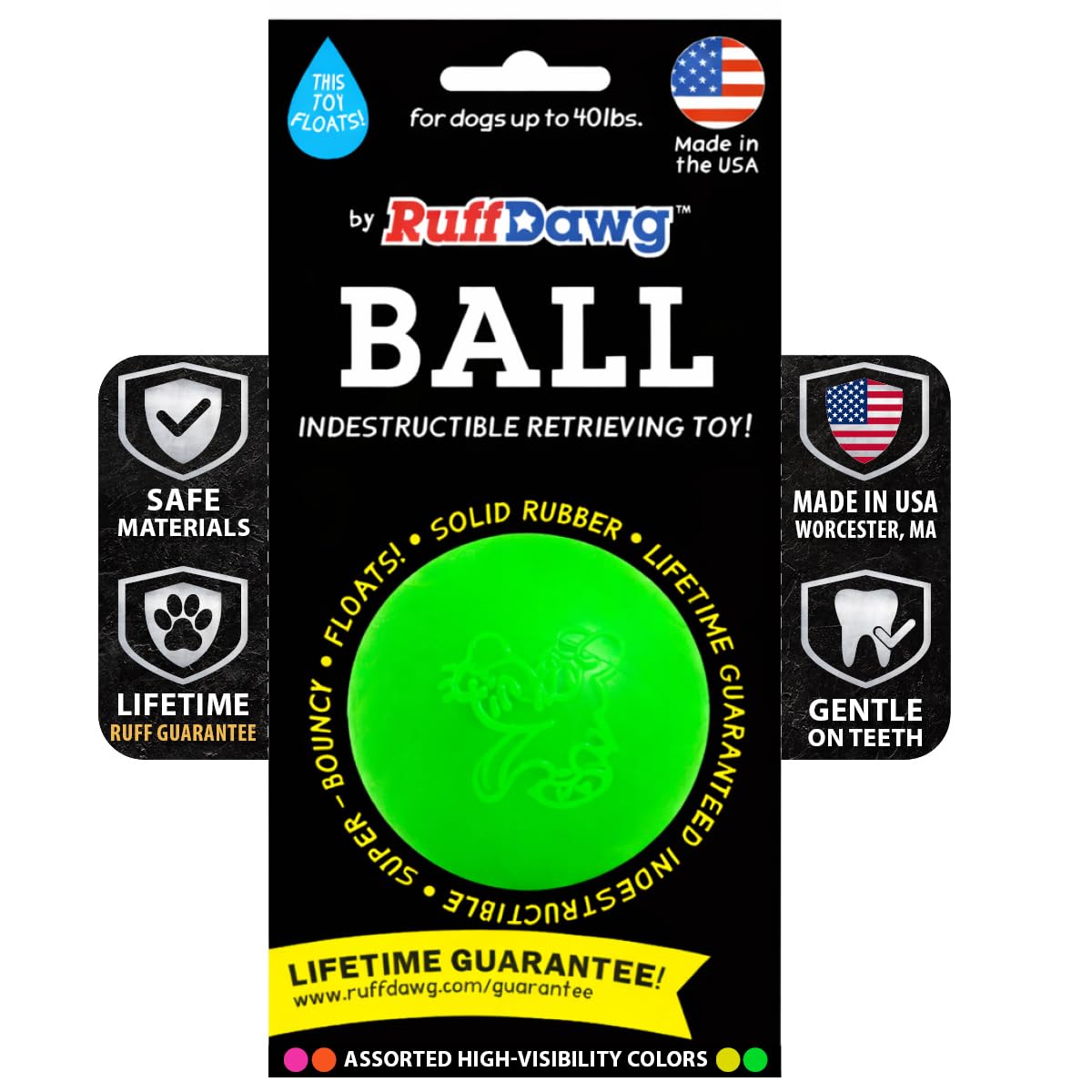 Balle indestructible Ruff Dawg 25 pouces avec rebond puissant pour chiens forts.